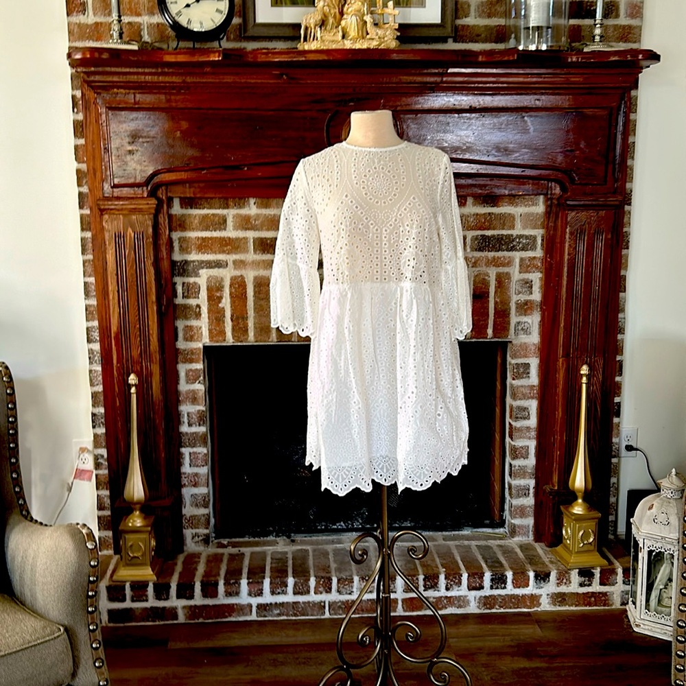 White eyelet lined dress, size L